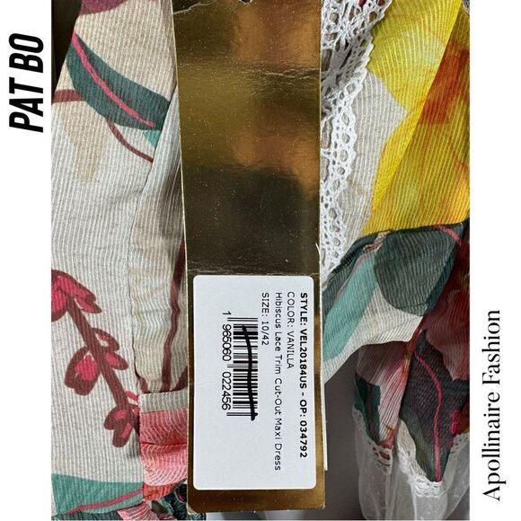 PAT BO HIBISCUS LACE TRIM CUT OUT MAXI DRESS IN VANILLA NWT SIZE 10 RARE - Picture 6 of 11